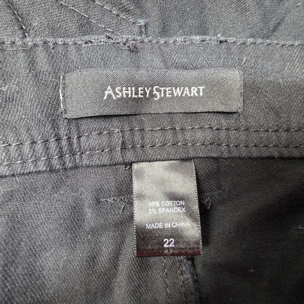 Ashley Stewart Black Distressed Denim Straight Leg Jeans Plus Size 22 - Picture 3 of 7